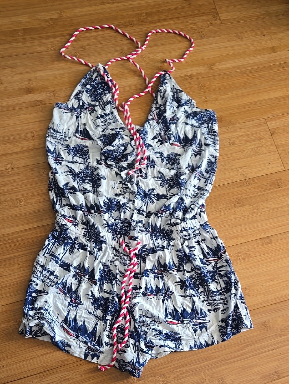 Sperry Navy and White Nautical Romper Size S